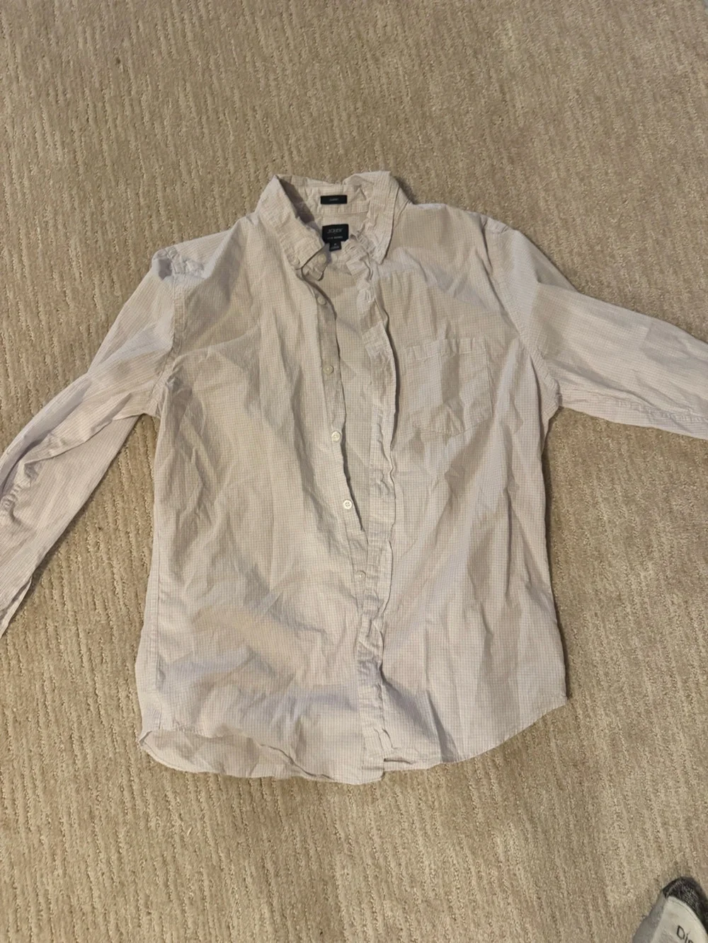 J. Crew Men’s Light Blue and White Micro-Stripe Button-Down Shirt